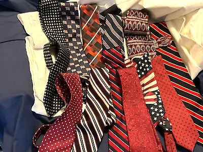 Lot 12 Brand Name Mostly Silk Dress Ties Red White Blue Flag Brooks Polo • $14.95