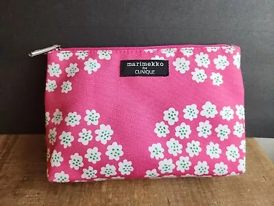 Marimekko For Clinique Pink W White Flowers Cosmetic Makeup Zip Bag • $5