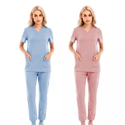 £13.99 • Buy 2Pcs Women Medical Scrub Doctor Uniform Trousers Set Nurse Dentist Hospital Suit