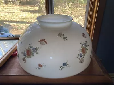 Antique Dome Milk Glass Table Library Oil Lamp Shade 14  Allover Florals EXC • $99.99