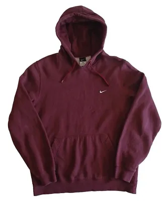 Nike Maroon Classic Fleece Large Pullover Hoodie Swoosh Sweatshirt 341572-601 • $31.11