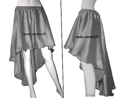 Steampunk Skirt Women's Wear Satin Gray  Asymmetrical Skirt High Low Skirt S6 • $21.38