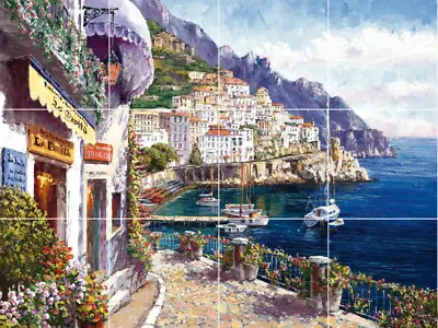 Mediterranean Amalfi Coast Italy Di Como Lago Ceramic Tile Mural Backsplash • $59.99