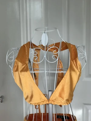 £4 • Buy Tangerine Motel Halter Neck Faux Satin Bra Top