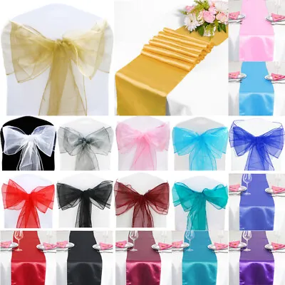 £7.99 • Buy Time To Sparkle10-100 Organza Sashes Chair Cover 1 5 10 Satin Table Runner Venue