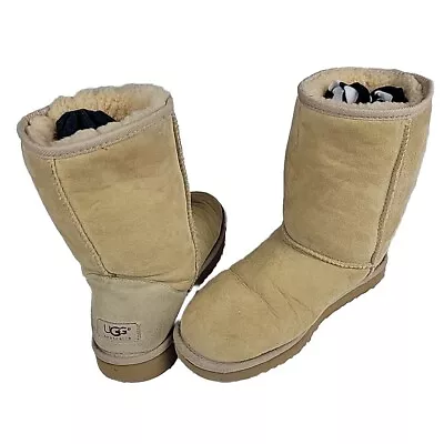 UGG Australia Women's W9 Classic Short Tan Sand Shearling Sheepskin Boots 5825 • $27.89