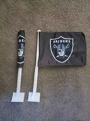 Set Of 2 NEW NFL Oakland/ Las Vegas Raiders 16” Car Window Flags (Flag 12” X 8”) • $30