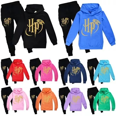 Kids Harry Potter Print Hoodies Pants Suits Boys Girls Casual Tracksuit Sets UK • £18.58
