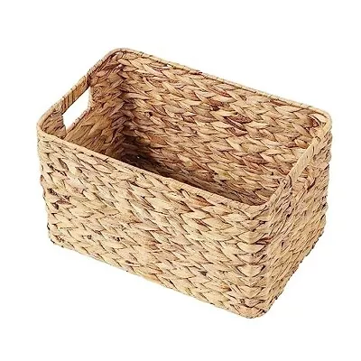 Water Hyacinth Storage Basket With Cut Out Handles Basket Bathroom Storage • £13.99