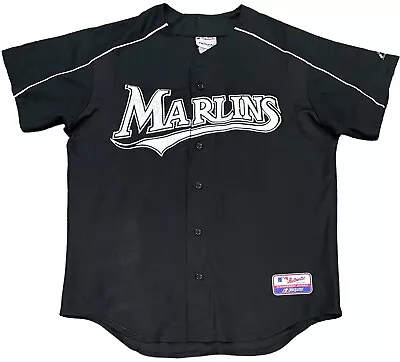 Black Silver Majestic Authentic Miami Florida Marlins Blank Jersey Size Small L • $33