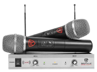 Rockville RWM1202VH VHF Wireless Dual HandHeld Microphone System/Metal Receiver • $44.95