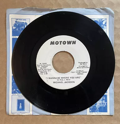 MICHAEL JACKSON Motown Promo 45 I Wanna Be Where You Are Mono B/w Stereo H184 • $10