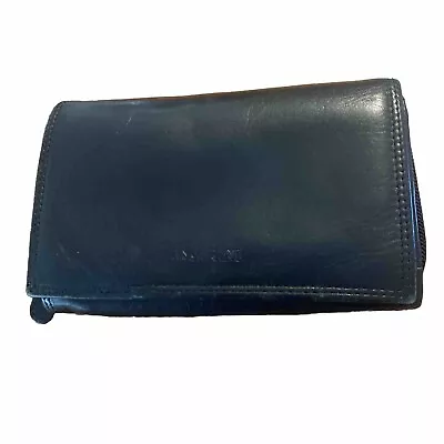 ANCARANI ~Vera Pelle~ Real Leather Women Black Wallet One Size • $12.99