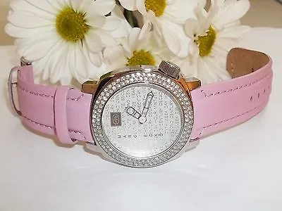 Marc Ecko Ladies Watch E95012L1 Pave Crystal Bezel Pink Leather Band NWT • £48.18