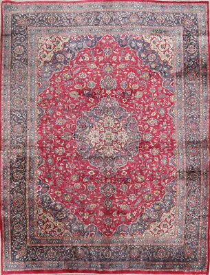 Vintage Floral Kashmar Hand-knotted Area Rug RED Oriental Large Carpet 10'x13' • $1251