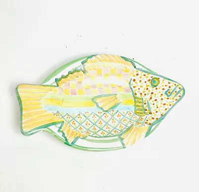 Mackenzie-Childs Fish Story Small Plate Dish Green 7 1/2  EUC Vintage Collectibl • $70.77