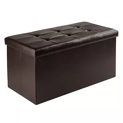 Winsome Ashford Wide Storage Ottoman Chocolate Faux Leather (92627) • $62.14