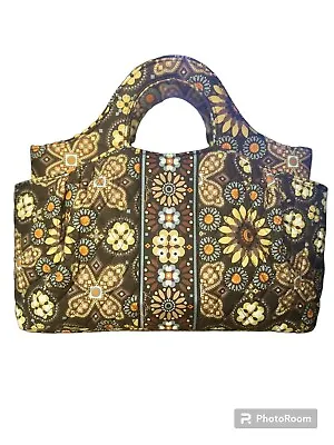 Vera Bradley Double Handled Abby Canton Tote- Chocolate Brown/Ivory/Orange • $28