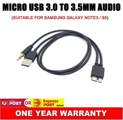 3.5mm AUX Audio Micro USB Power Charger Cable For Samsung Galaxy Note3 N9005 • $9.24