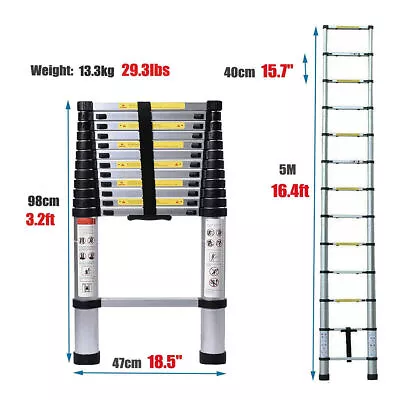 8.5-20.3FT Folding Extenable Ladder Telescopic Multi-Purpose Aluminium Ladders • $115.86