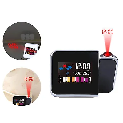 £7.79 • Buy LCD Digital LED Projector Projection Weather Station Calendar Snooze Alarm Clock