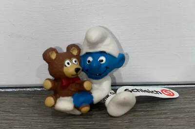 Smurfs 20205 Baby Smurf Teddy Bear Vintage Figure PVC 1.5” Toy Figurine 1984 Tag • $13.50