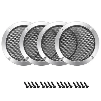 4pcs 3  Speaker Grill Mesh Decorative Circle Woofer Guard Protector Cover Silver • $12.70