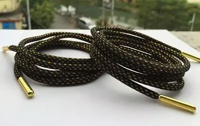 Gold Tip Hiking Boots Laces 2x Length Black Shoe Strings Metal Aglets • £3.95