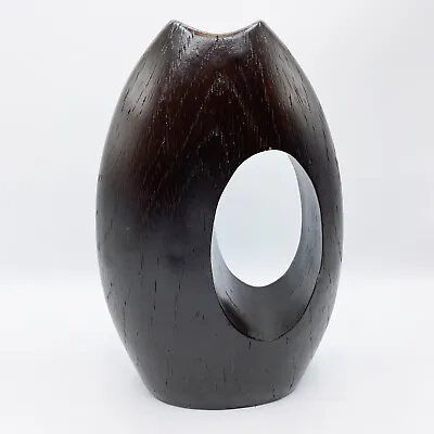 Modern Wood Look Vase With Asymmetrical Design - Organic Abstract Sculpture • $35.99