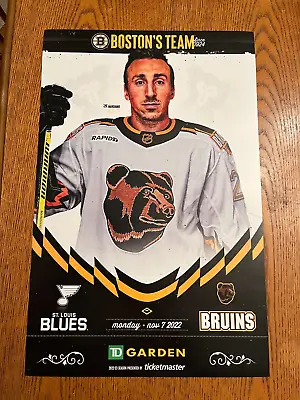Brad Marchand Reverse Retro Jersey Bruins Vs St Louis Lineup Poster 11/7/22 • $2.99