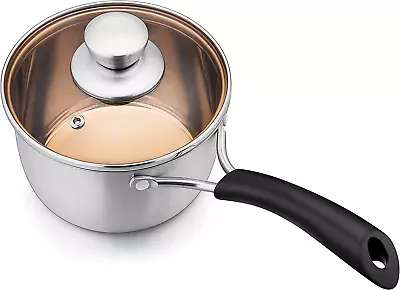 2Qt Saucepan With Lid 18/10 Stainless Steel Nonstick Sauce Pan Pot 2 Quart • $22.16