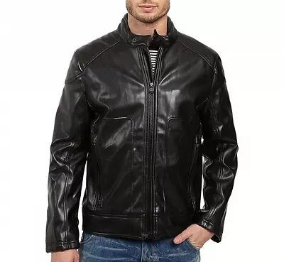 Marc New York By Andrew Marc Men's Sedgwick Faux Leather Moto Jacket Black Sz S • $127.20