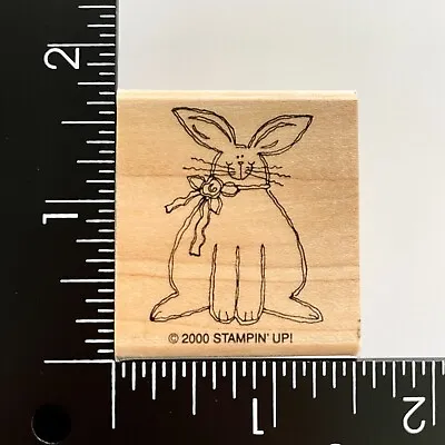 Stampin Up Bunny Rabbit With Bow 2000 Wood Mounted Rubber Stamp • $2.39