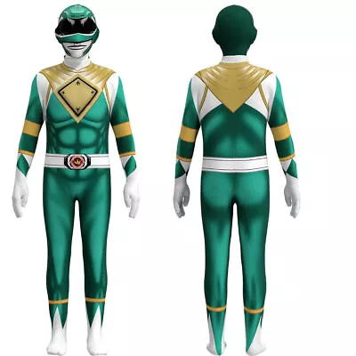 Kids Ranger Morphsuit Mighty Morphin Power Rangers Boys Jumpsuit Cosplay Costume • $31.89
