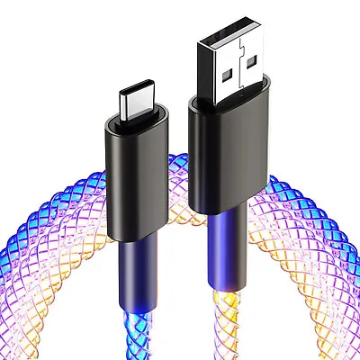 £5.95 • Buy RGB LED Light USB C Type C Charger Cable For Samsung Galaxy S22 S21 S20 FE S10