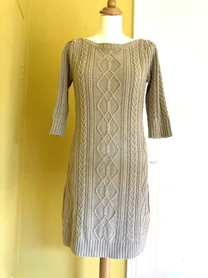 £7 • Buy Monsoon Cream Beige Cotton Blend Sweater Dress Size 10 / S