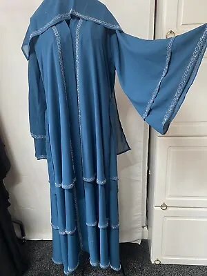 Teal Colour Three Laer Open Abaya With Same Scarf  • £35