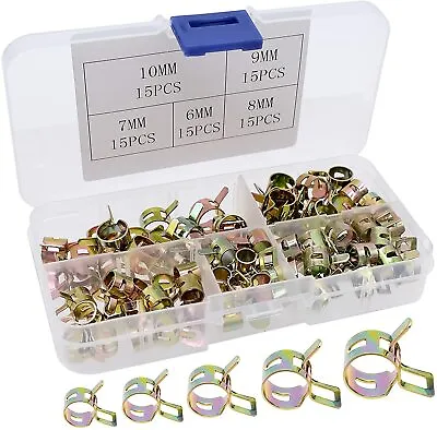 75Pcs Motorcycle Spring Clips Fuel Oil Water Hose Clip Pipe Tube Clamp Spare Set • £9.99