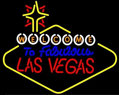 $84.99 • Buy 10  Vivid Welcome To Fabulous Las Vegas Neon Sign Light Lamp Beer Bar Room Decor