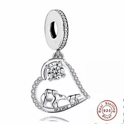 Mama Bear Mum Charm Mam Mother Mummy Child Genuine 925 Sterling Silver 💖 • £16.45