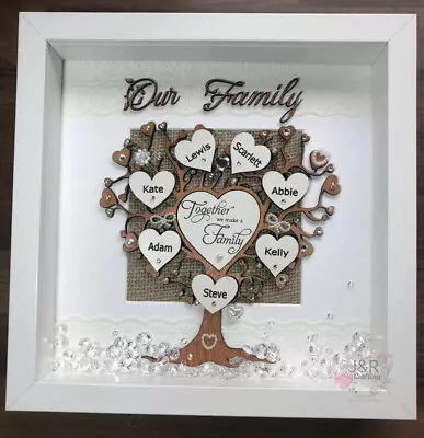 £26.99 • Buy PERSONALISED FAMILY TREE , Gift 3D Box Frame,Anniversary, 27cm X 27cm