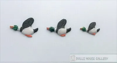£8.99 • Buy Three Hand Painted Pewter Flying Ducks, Dolls House Miniature Wall Decor