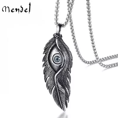 MENDEL Mens Native American Evil Eye Bird Feather Pendant Necklace For Men Women • $11.99