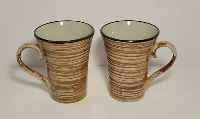 Vintage California Pantry Coffee Mugs/Brown/Tan/Striped Mugs/Brown Striped Mugs • $15.30