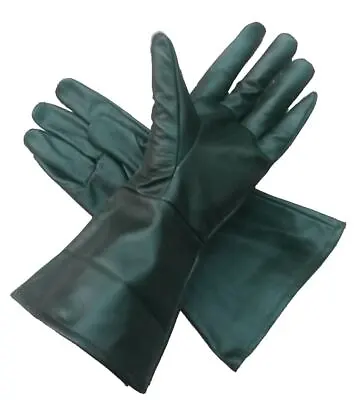 Very Dark Green Leather Gauntlet Gloves Faires Halloween Cosplay And Theater • $18.79