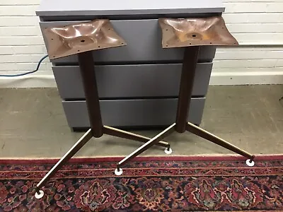 Vintage Mid Century Modern Metal Brown Table Legs With Brass Trim • $150