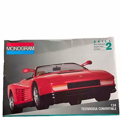 Monogram Ferrari Testarossa Convertible 1/24 Scale Model Kit 💫 • $25