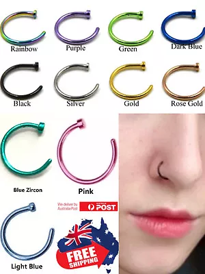 Surgical Steel Nose Stud  Hoop Ring16g 18g 20g Gold Black PVD Body Piercing 1pc  • $2.95