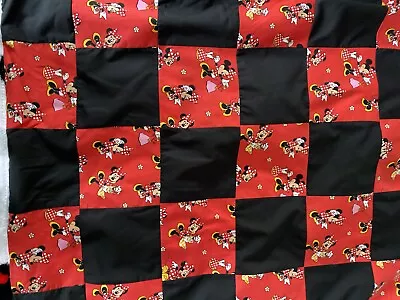 Handmade Patchwork Minnie Mouse Blanket 30” X 26” Fleece Lined Pram Cot • £14.99