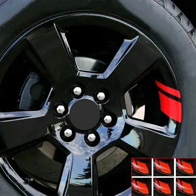 6x Red Reflective Car Wheel Rim Vinyl Decal Sticker Car Accessories For 16 -21  • $3.99